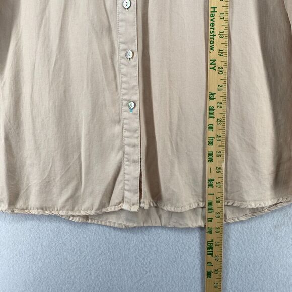 SERRA RETREAT Top Women 1X Lyocell Utility Shirt Button Front Long Sleeve Beige - Picture 12 of 13